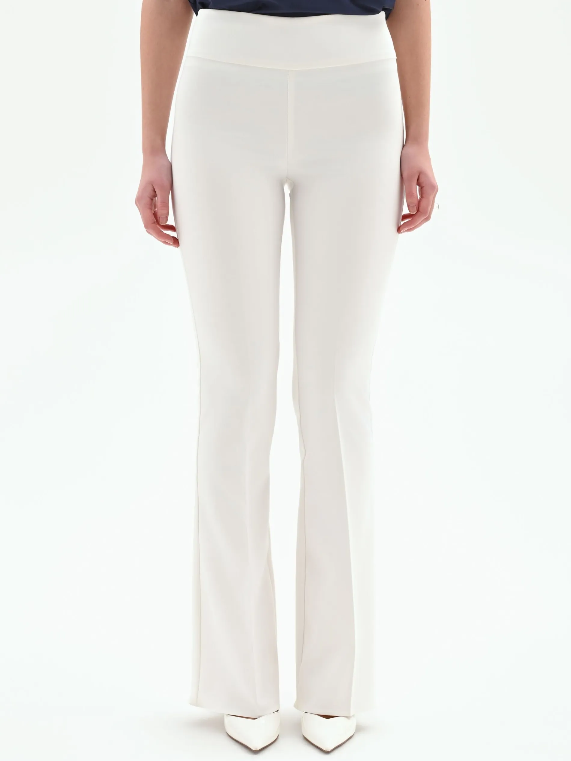 PANTALONE A ZAMPA BIANCO IN TESSUTO TECNICO