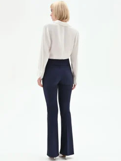 PANTALONE A ZAMPA BLU IN TESSUTO TECNICO