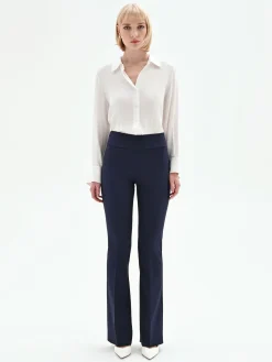 PANTALONE A ZAMPA BLU IN TESSUTO TECNICO