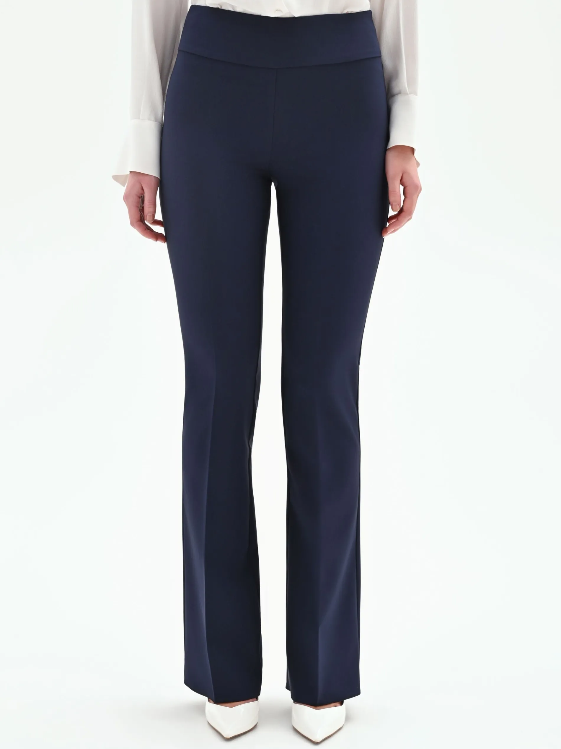 PANTALONE A ZAMPA BLU IN TESSUTO TECNICO