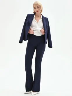 PANTALONE A ZAMPA BLU IN TESSUTO TECNICO