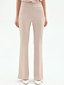 PANTALONE A ZAMPA TORTORA BEIGE IN SCUBA CRÈPE