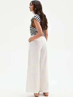 PANTALONE BIANCO A PALAZZO CON PINCES