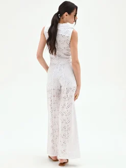 PANTALONE BIANCO IN SANGALLO DI COTONE