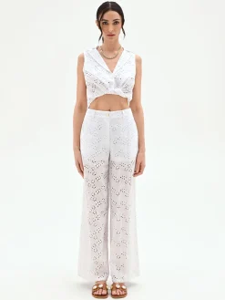 PANTALONE BIANCO IN SANGALLO DI COTONE
