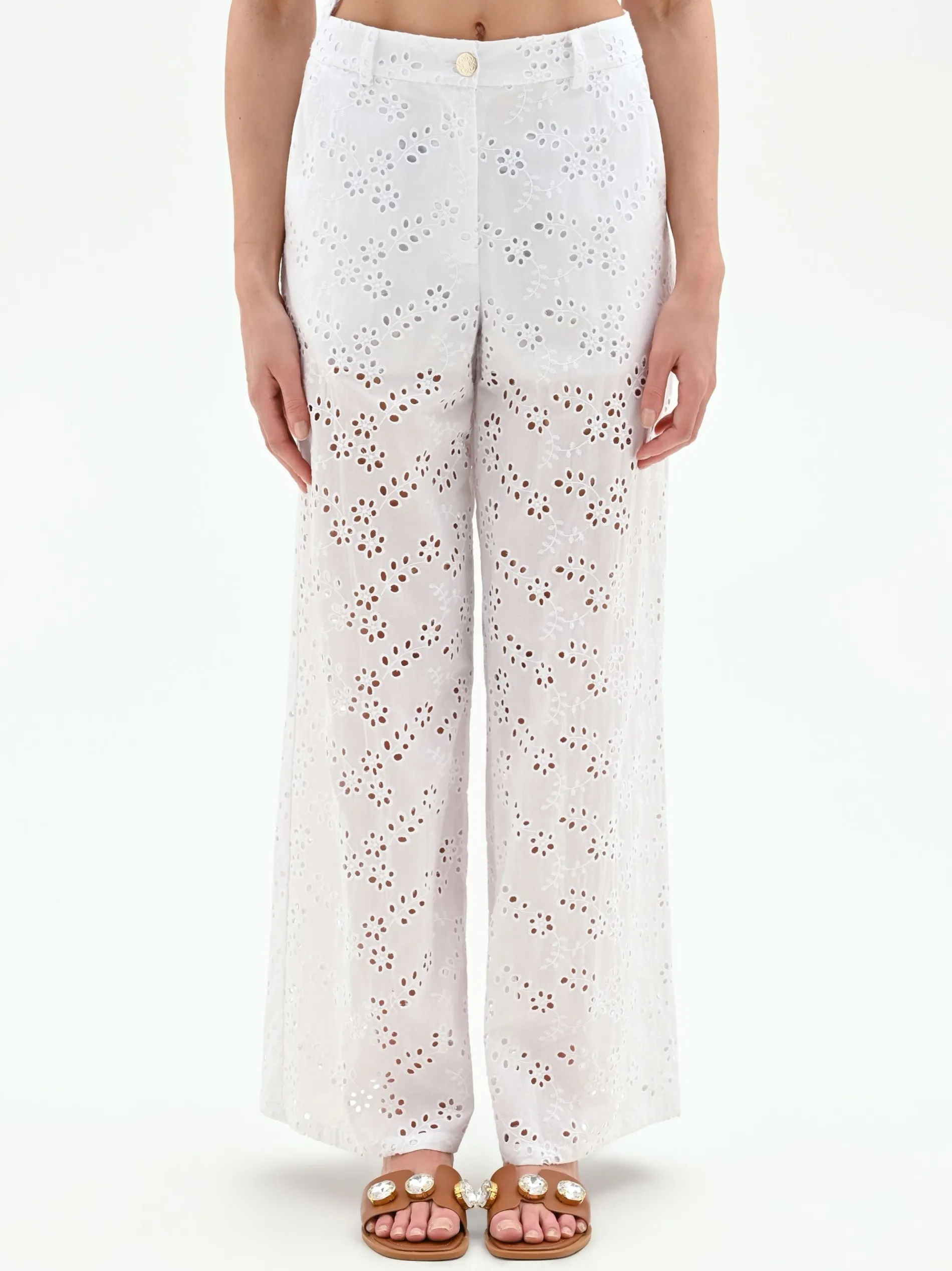 PANTALONE BIANCO IN SANGALLO DI COTONE