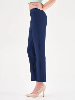 PANTALONE BLU A SIGARETTA CON CINTURINO A CONTRASTO