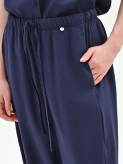PANTALONE BLU NAVY FLUIDO CON COULISSE