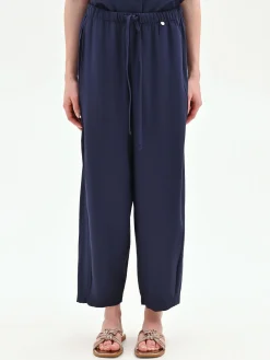 PANTALONE BLU NAVY FLUIDO CON COULISSE
