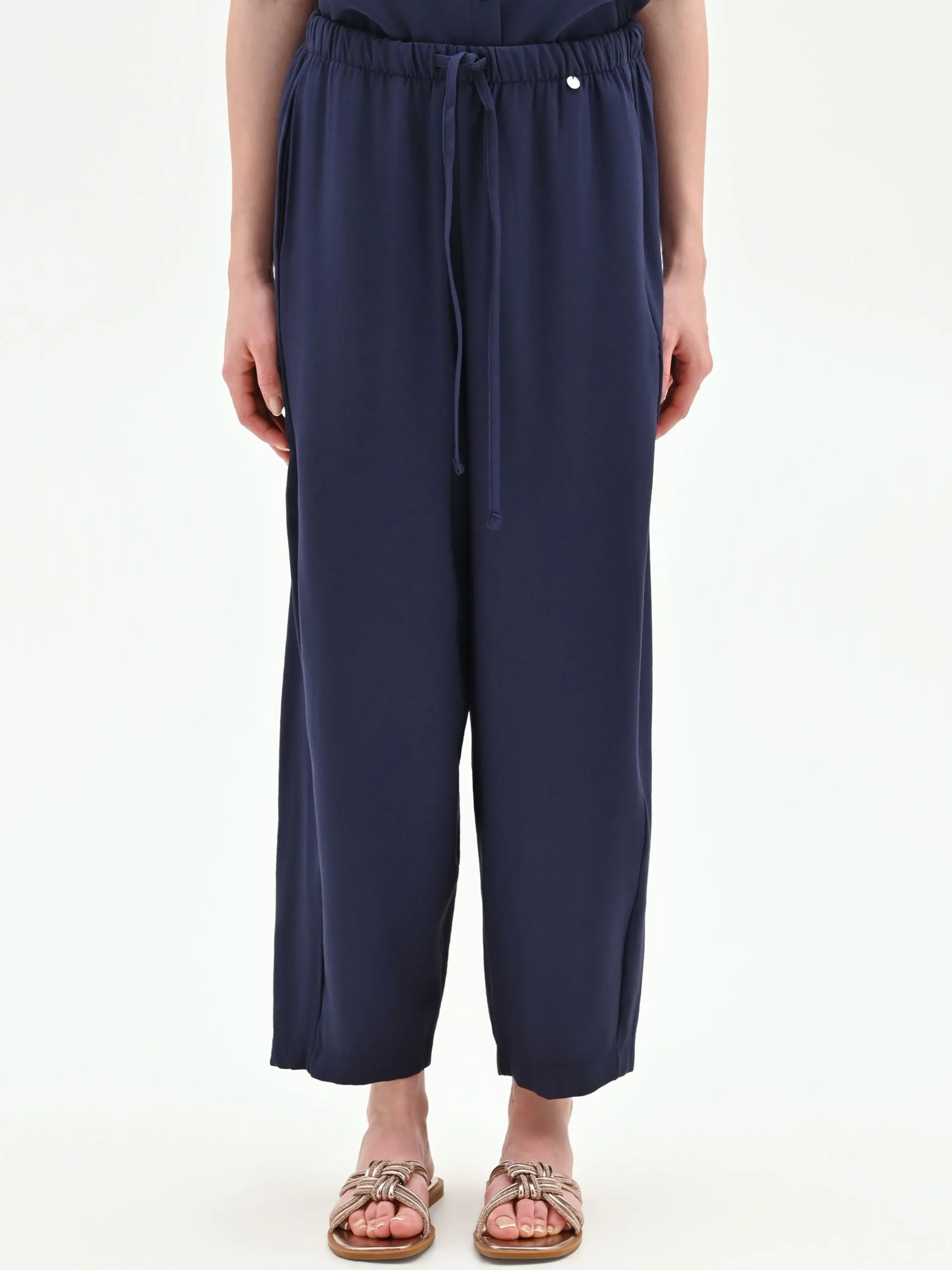 PANTALONE BLU NAVY FLUIDO CON COULISSE