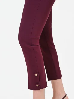 PANTALONE BORDEAUX CROPPED CON BOTTONI AL FONDO