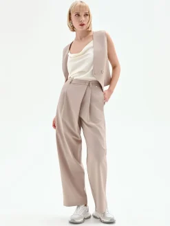 PANTALONE CARROT FIT TORTORA BEIGE A PORTAFOGLIO