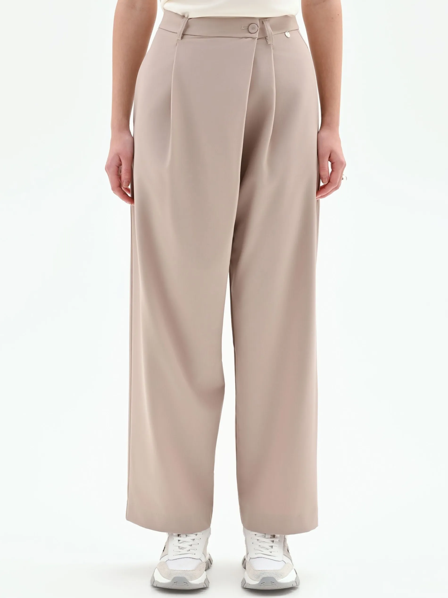 PANTALONE CARROT FIT TORTORA BEIGE A PORTAFOGLIO