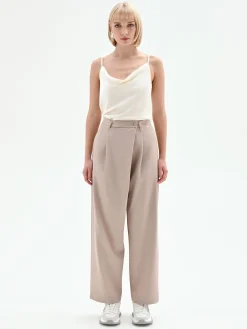 PANTALONE CARROT FIT TORTORA BEIGE A PORTAFOGLIO