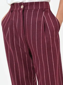 PANTALONE CROPPED GESSATO ROSSO BORDEAUX