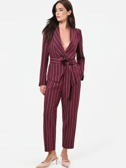 PANTALONE CROPPED GESSATO ROSSO BORDEAUX