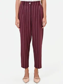 PANTALONE CROPPED GESSATO ROSSO BORDEAUX
