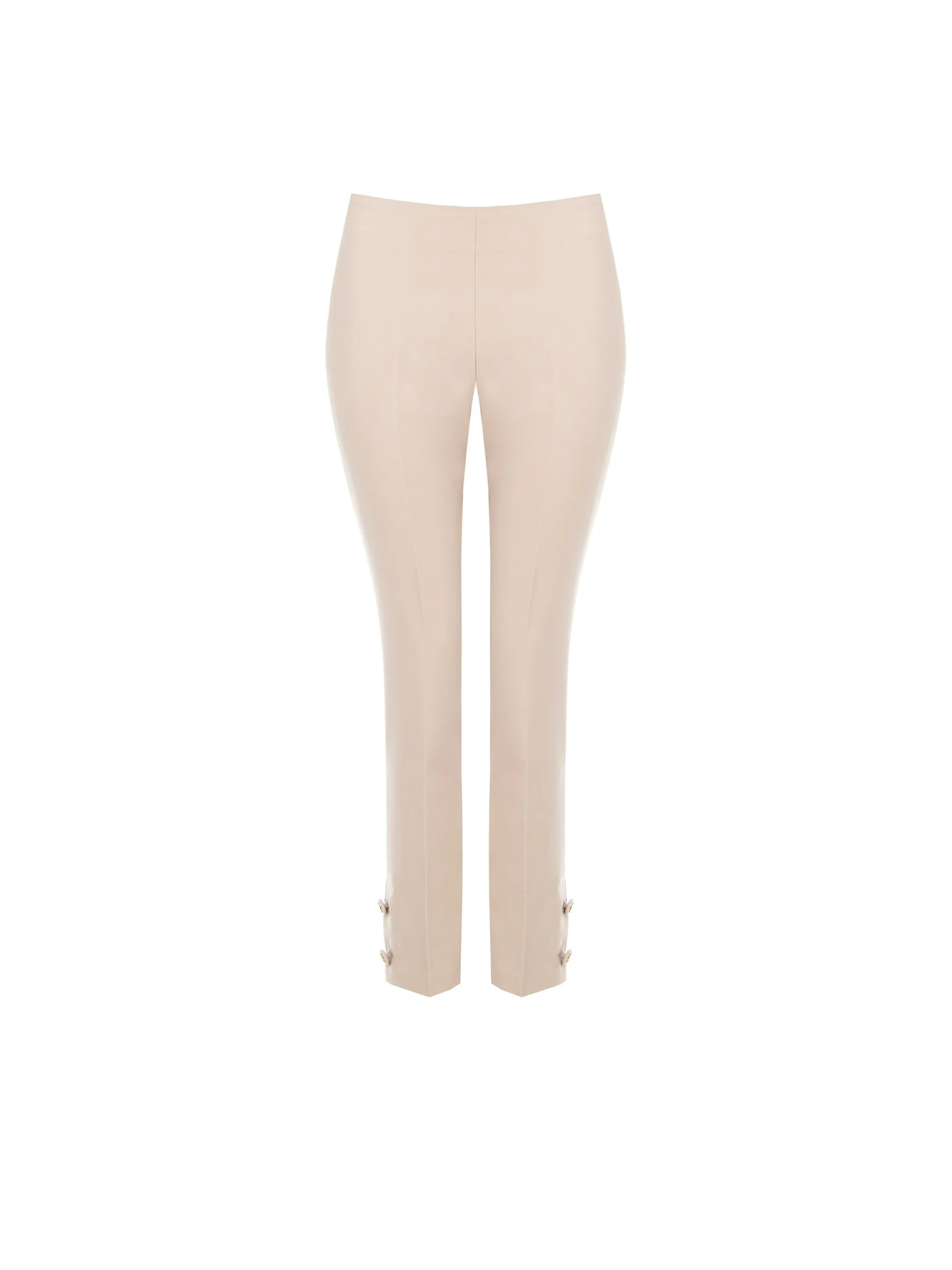 PANTALONE CROPPED TORTORA BEIGE CON BOTTONI AL FONDO