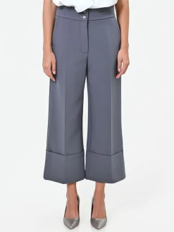 PANTALONE CULOTTE GRIGIO CON RISVOLTO ALTO