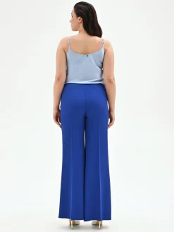 PANTALONE CURVY A PALAZZO BLU CINA DALLA LINEA FLUIDA IN CADI