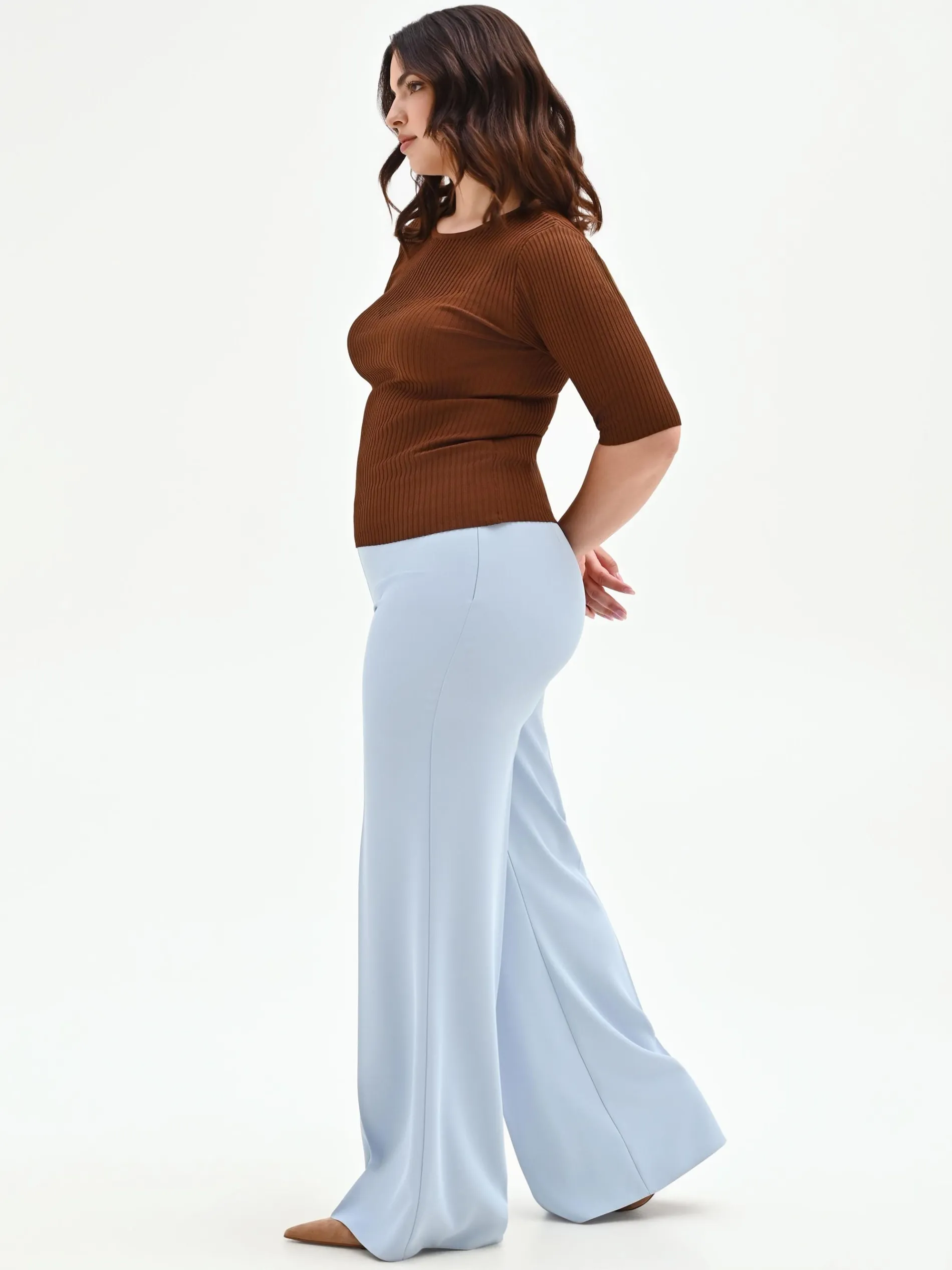 PANTALONE CURVY A PALAZZO CIELO AZZURRO