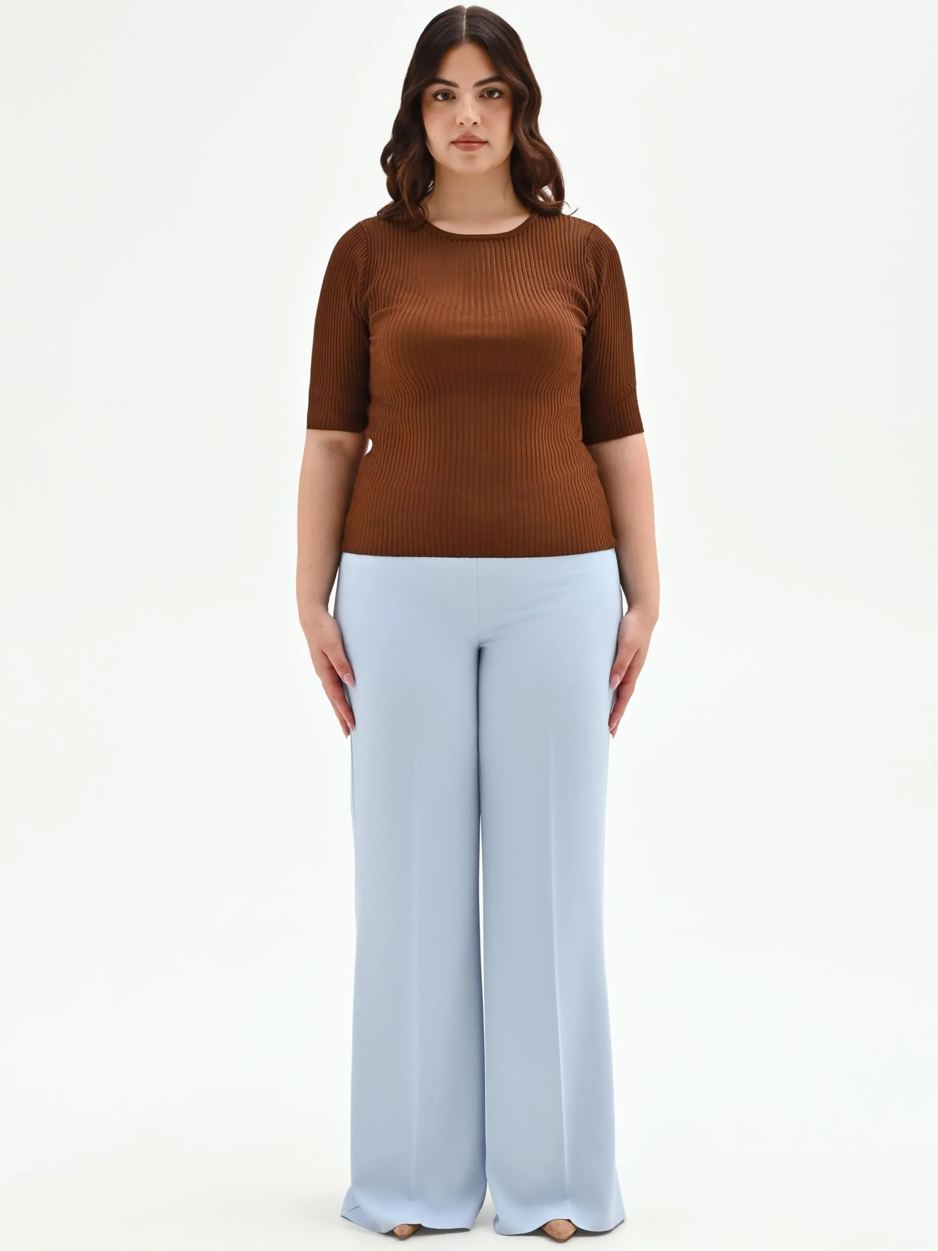PANTALONE CURVY A PALAZZO CIELO AZZURRO