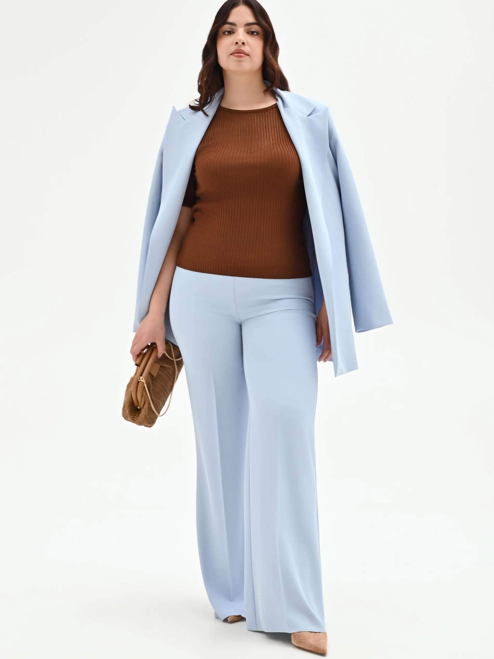 PANTALONE CURVY A PALAZZO CIELO AZZURRO