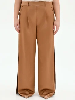 PANTALONE CURVY A PALAZZO MARRONE BRONZO