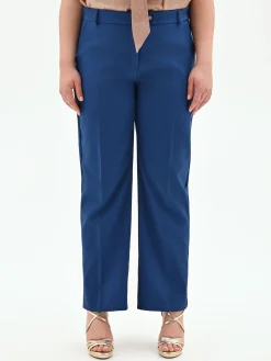 PANTALONE CURVY BLU BRILLANTE A VITA ALTA IN TESSUTO TECNICO