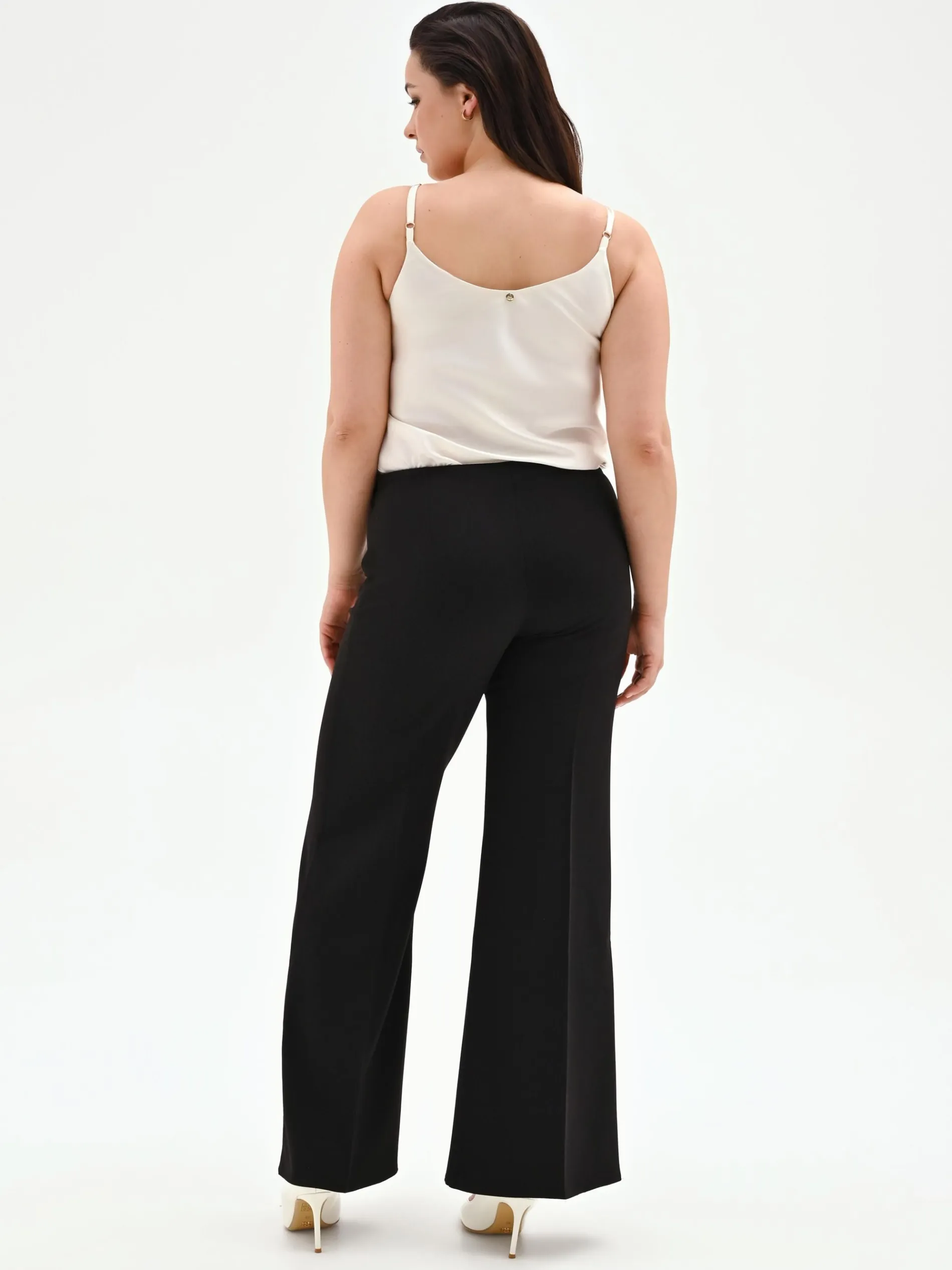 PANTALONE CURVY NERO A PALAZZO IN SCUBA CRÈPE