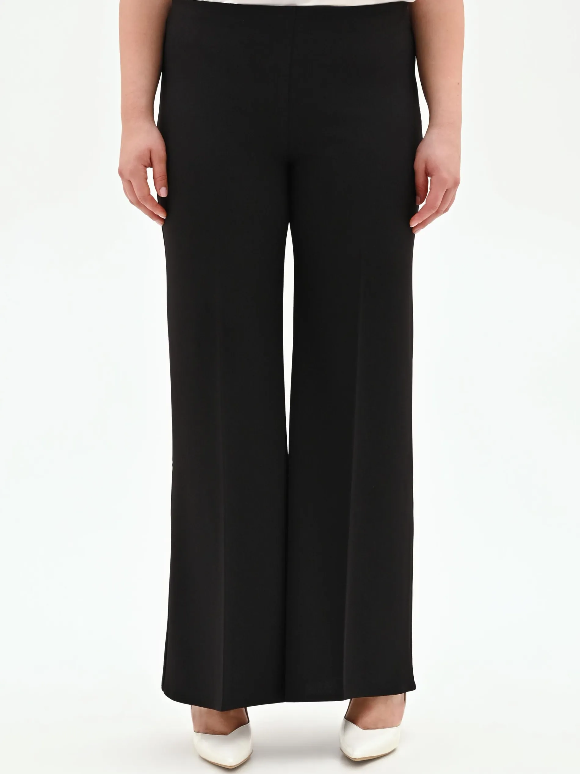 PANTALONE CURVY NERO A PALAZZO IN SCUBA CRÈPE