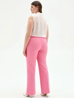 PANTALONE CURVY ROSA A VITA ALTA IN SCUBA CRÈPE