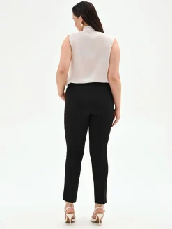 PANTALONE CURVY SKINNY NERO IN SCUBA MANO CRÈPE