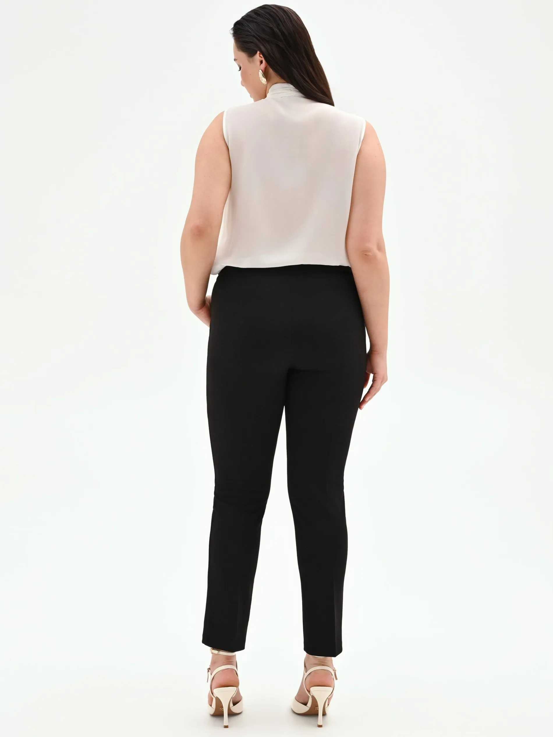 PANTALONE CURVY SKINNY NERO IN SCUBA MANO CRÈPE