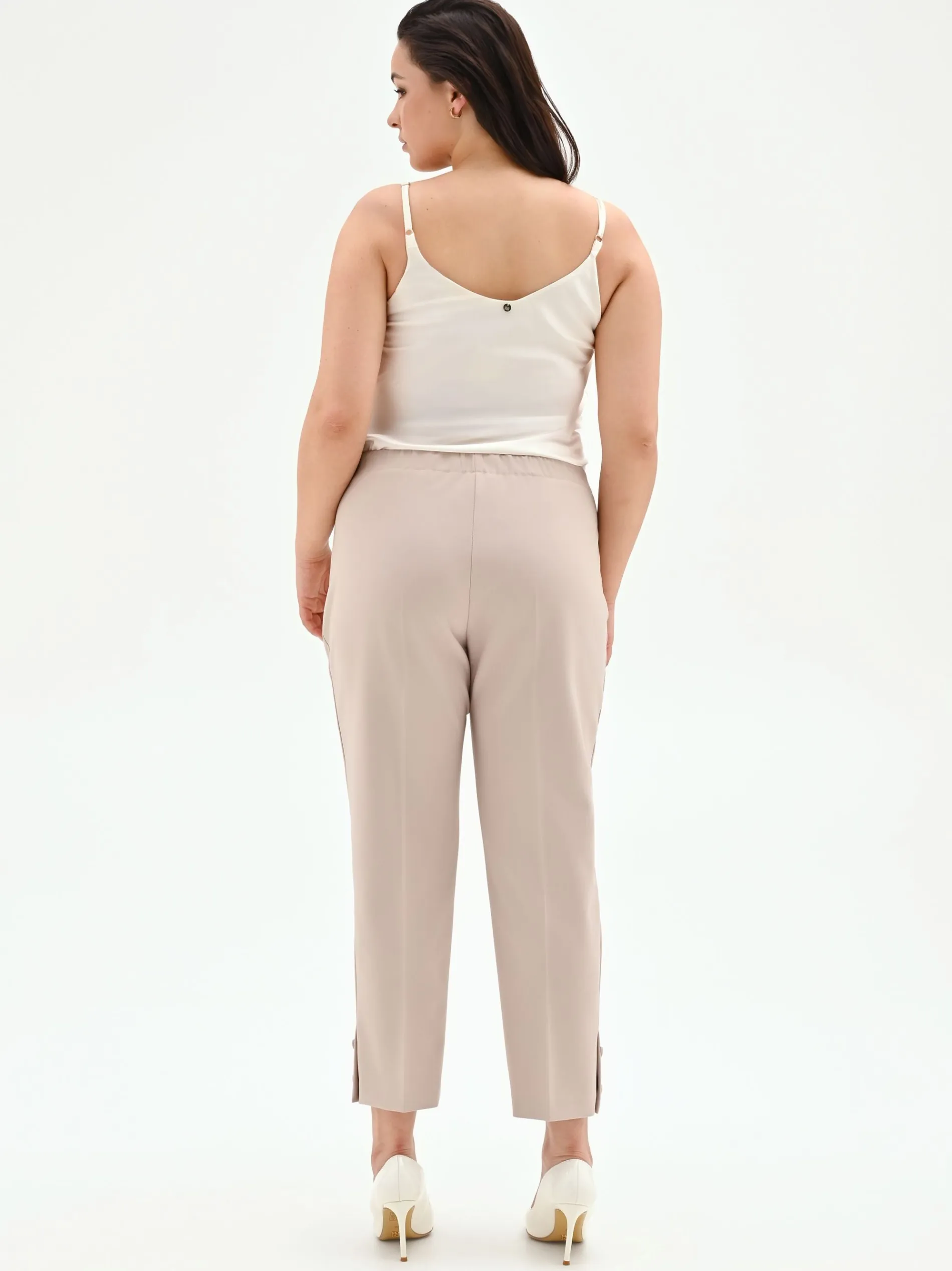 PANTALONE CURVY TORTORA BEIGE IN TESSUTO TECNICO