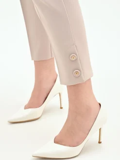 PANTALONE CURVY TORTORA BEIGE IN TESSUTO TECNICO