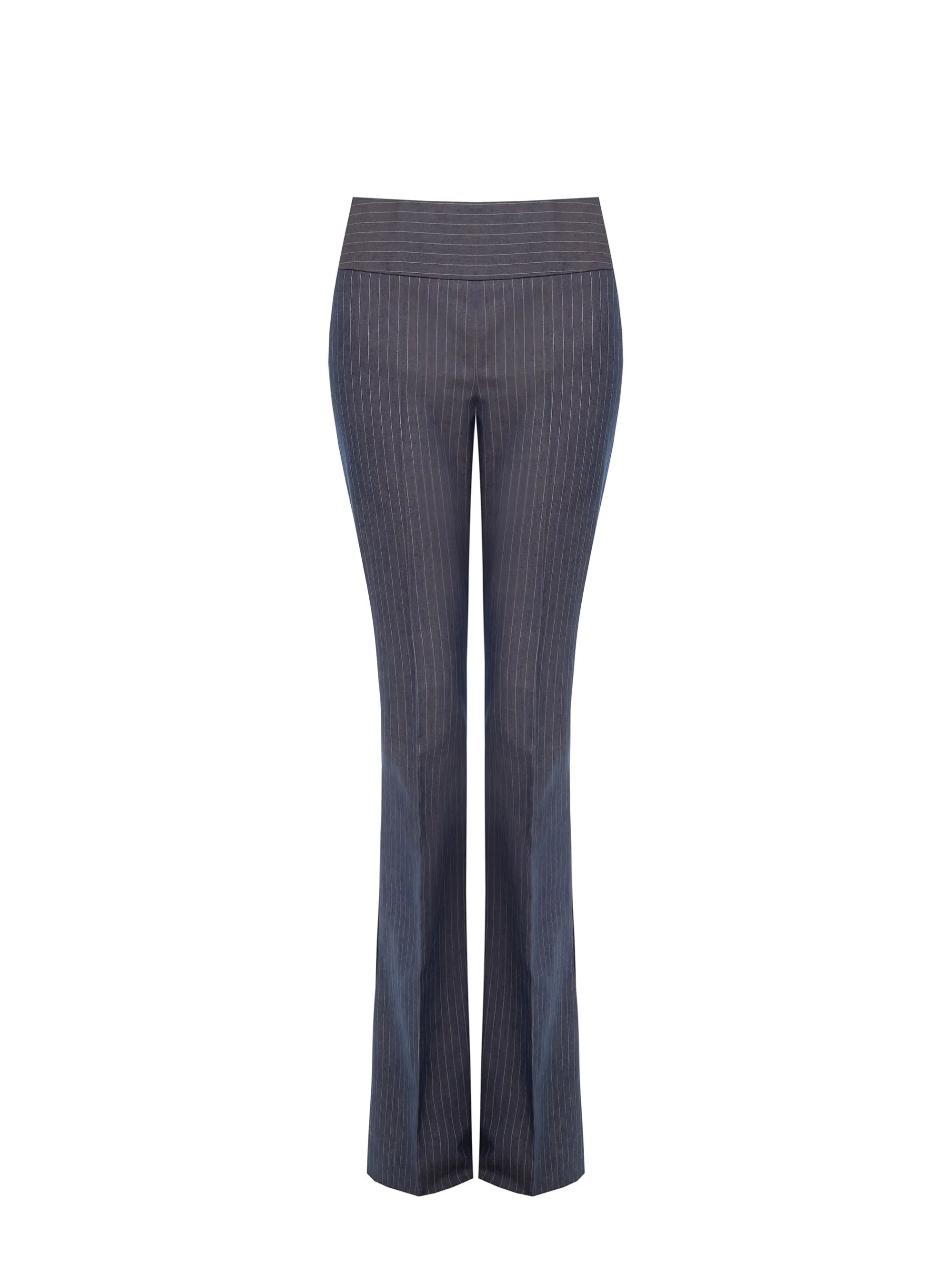 PANTALONE GESSATO BLU MID FLARED