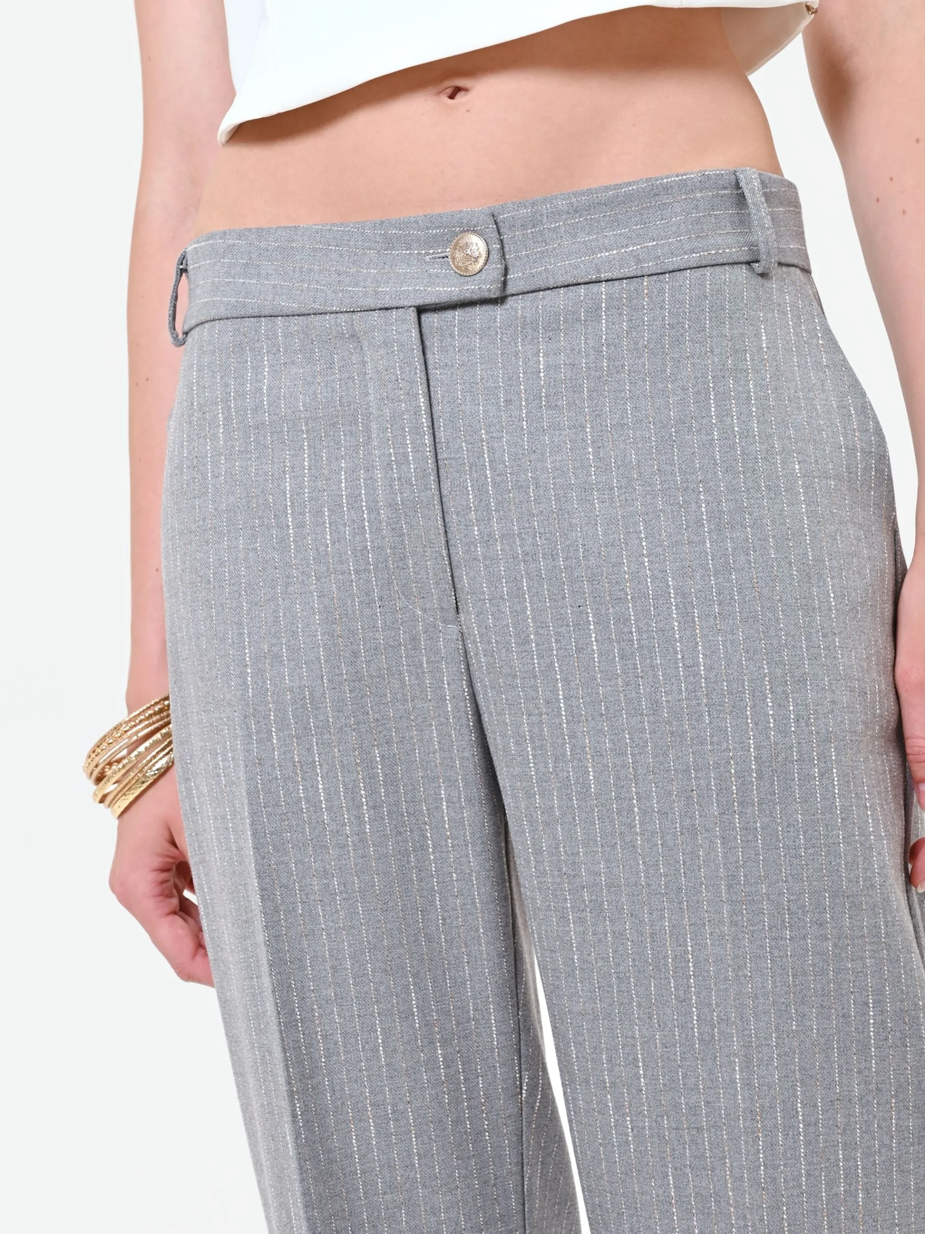 PANTALONE GESSATO GRIGIO CHIARO