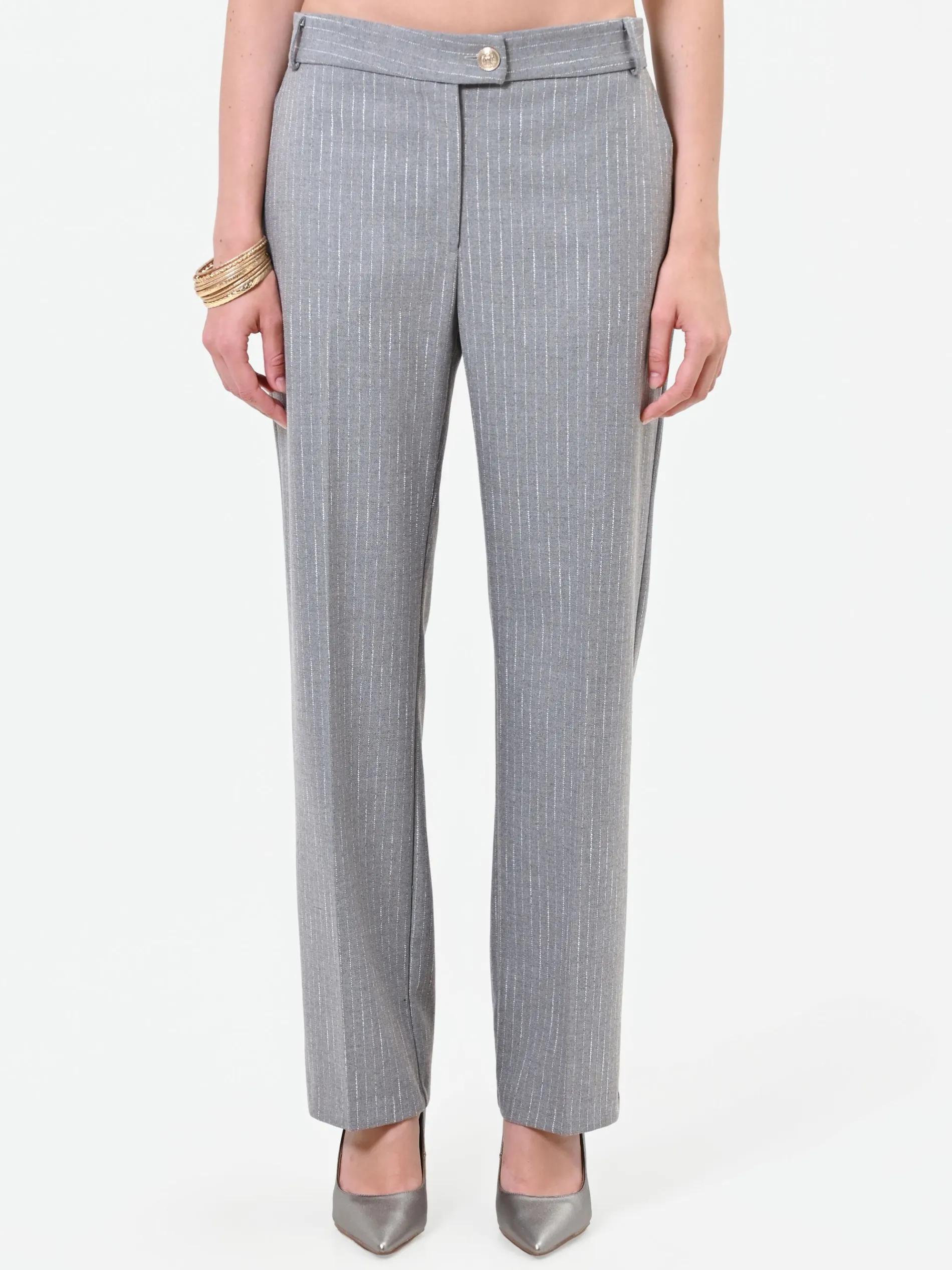 PANTALONE GESSATO GRIGIO CHIARO