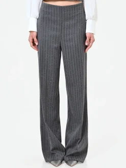 PANTALONE GESSATO GRIGIO CON PAILLETTES