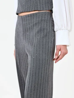 PANTALONE GESSATO GRIGIO CON PAILLETTES