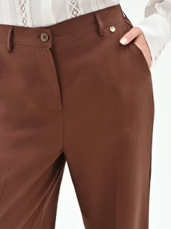 PANTALONE IN LINO COLOR CIOCCOLATO
