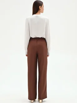 PANTALONE IN LINO COLOR CIOCCOLATO