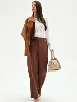 PANTALONE IN LINO COLOR CIOCCOLATO