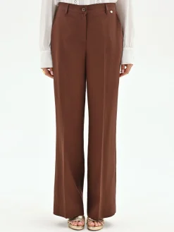 PANTALONE IN LINO COLOR CIOCCOLATO