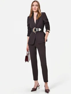 PANTALONE MARRONE MORO CON PIEGA STIRATA
