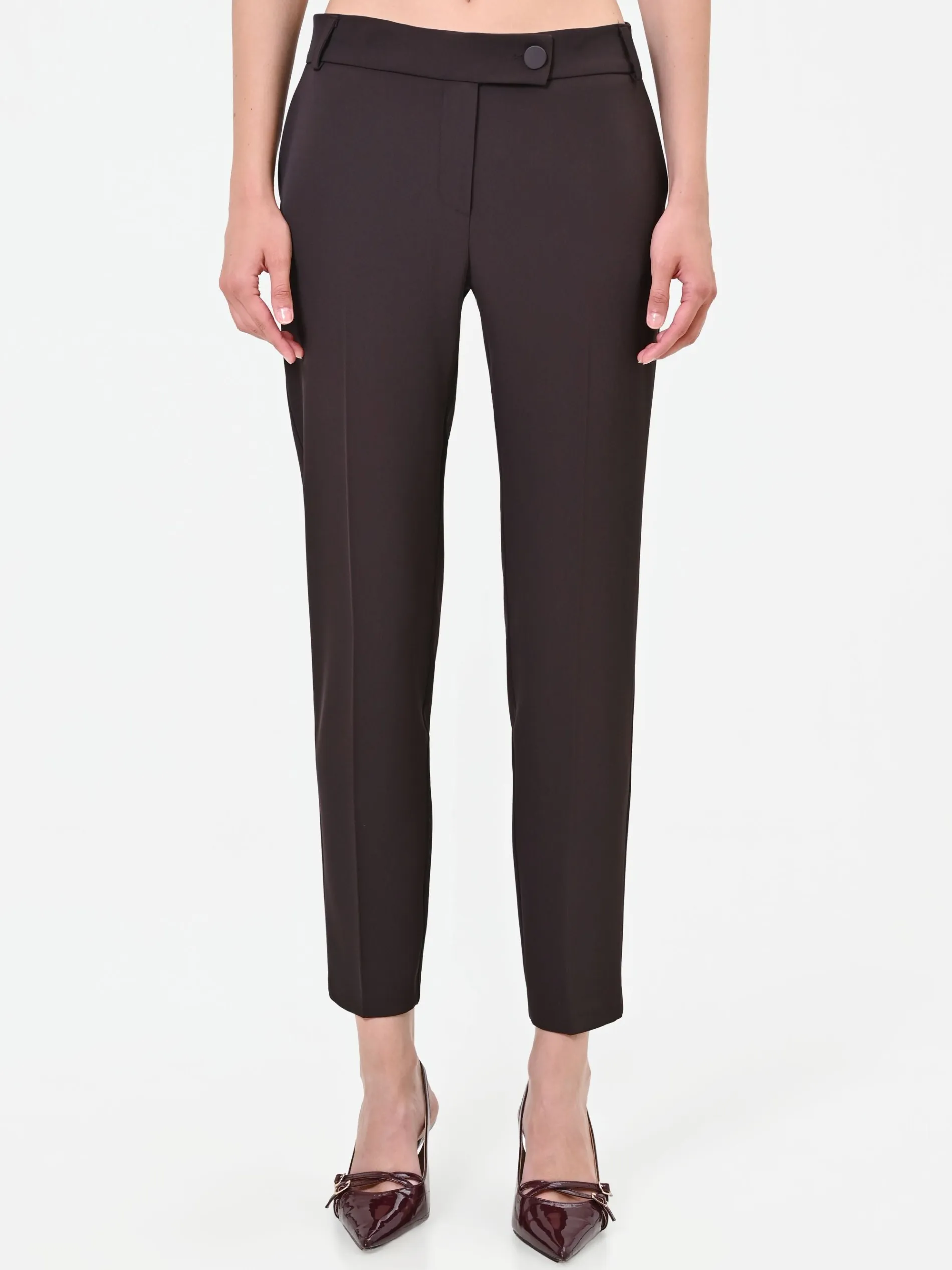 PANTALONE MARRONE MORO CON PIEGA STIRATA