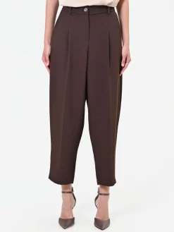 PANTALONE MARRONE TESTA DI MORO CON PINCES