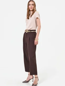 PANTALONE MARRONE TESTA DI MORO CON PINCES