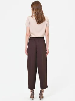 PANTALONE MARRONE TESTA DI MORO CON PINCES
